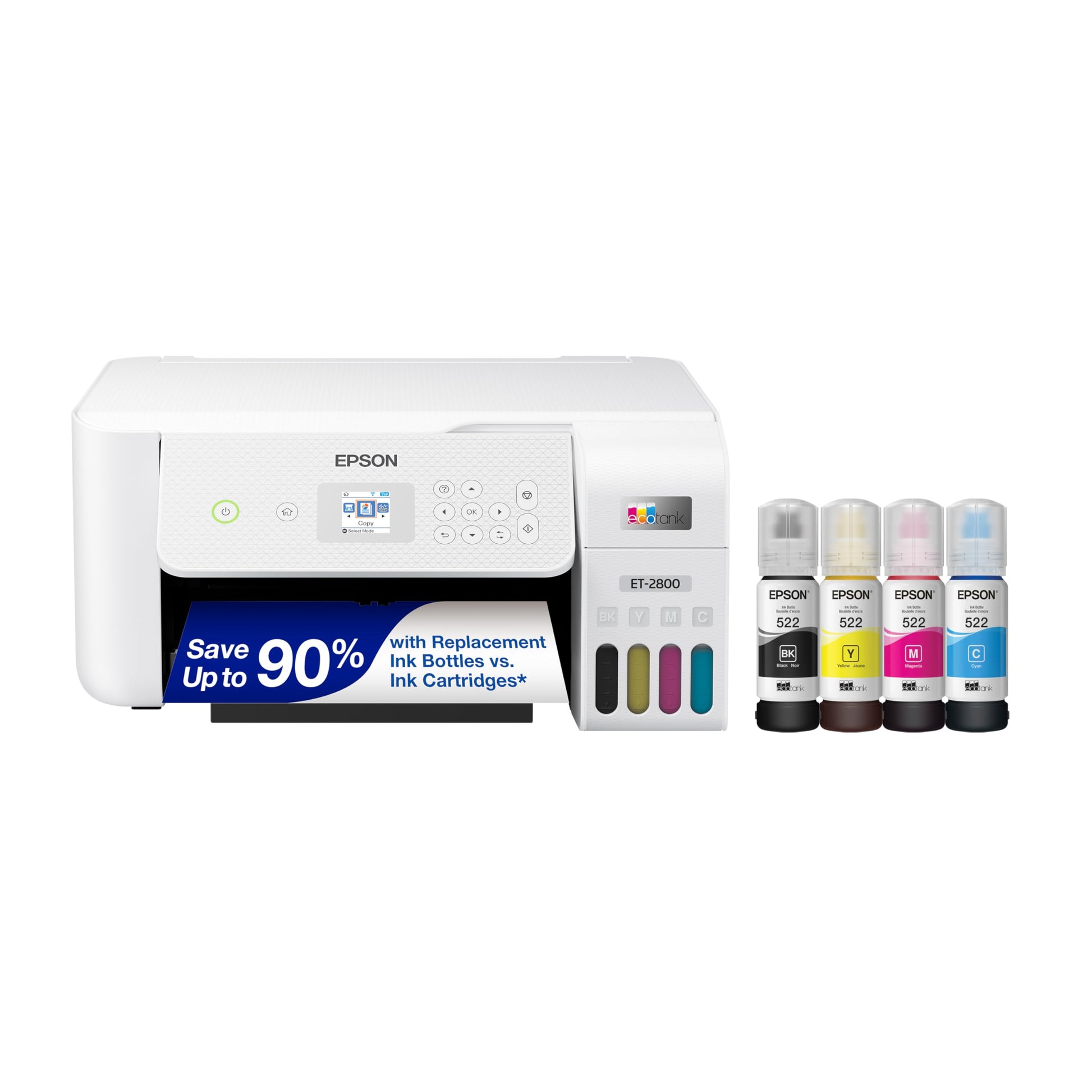 Epson EcoTank ET-2800 Wireless Color All-in-One Cartridge-Free Supertank Printer with Scan and Copy – The Ideal Basic Home Printer - Black, Medium