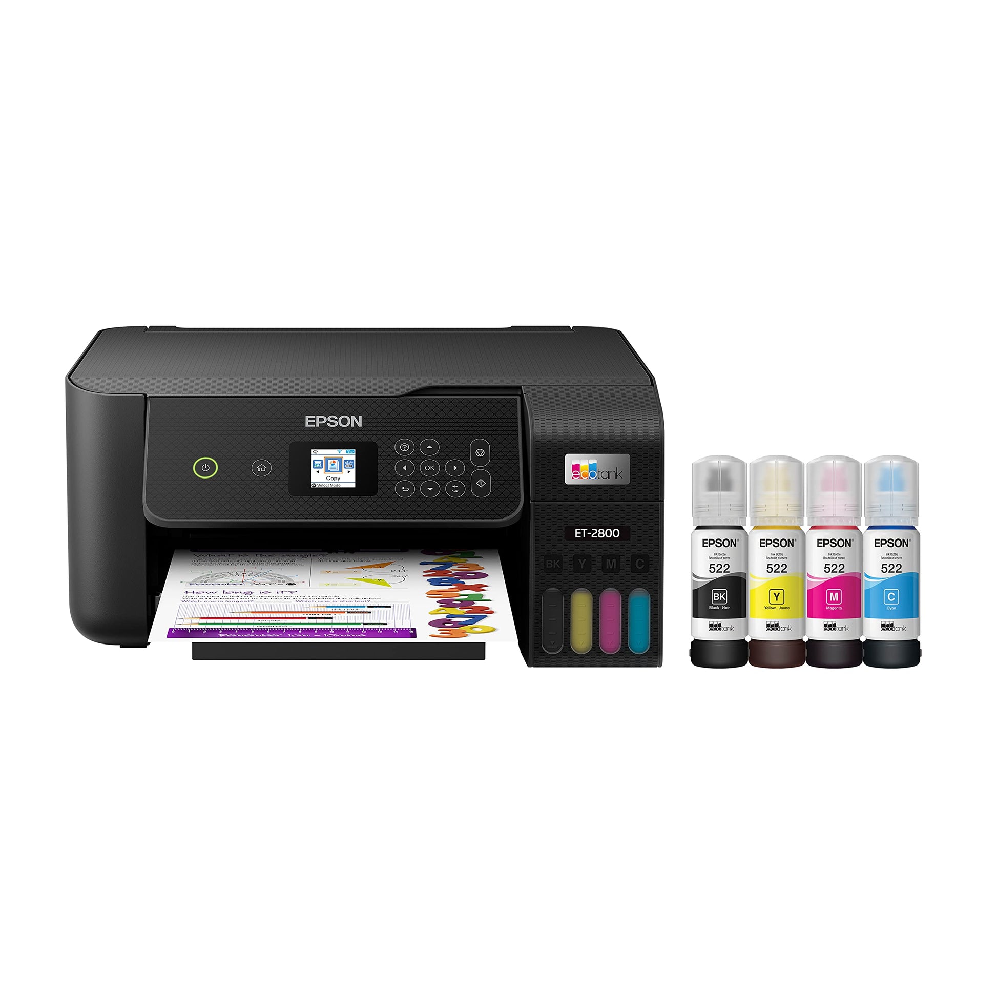 Epson EcoTank ET-2800 Wireless Color All-in-One Cartridge-Free Supertank Printer with Scan and Copy – The Ideal Basic Home Printer - Black, Medium