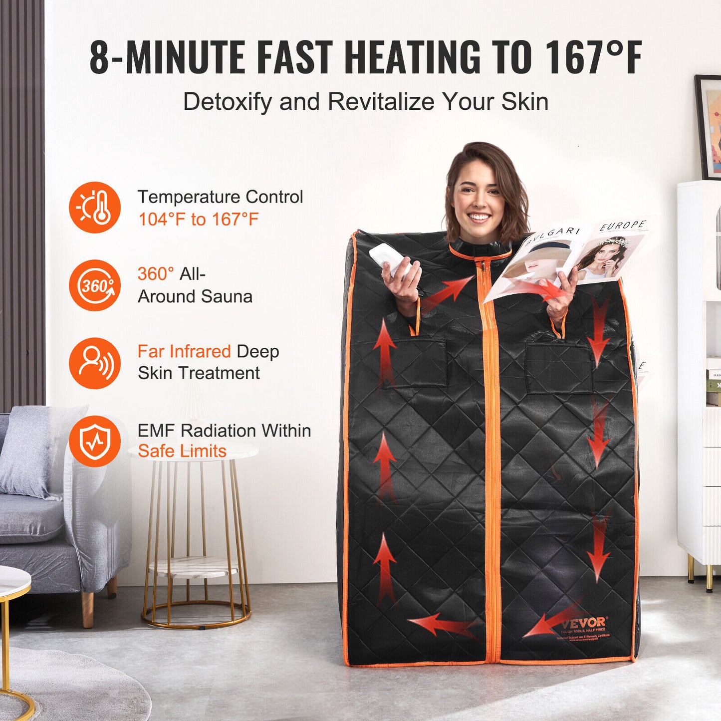 VEVOR Far Infrared Sauna Tent 1050W Personal Home Spa Loss Weight Detox Therapy