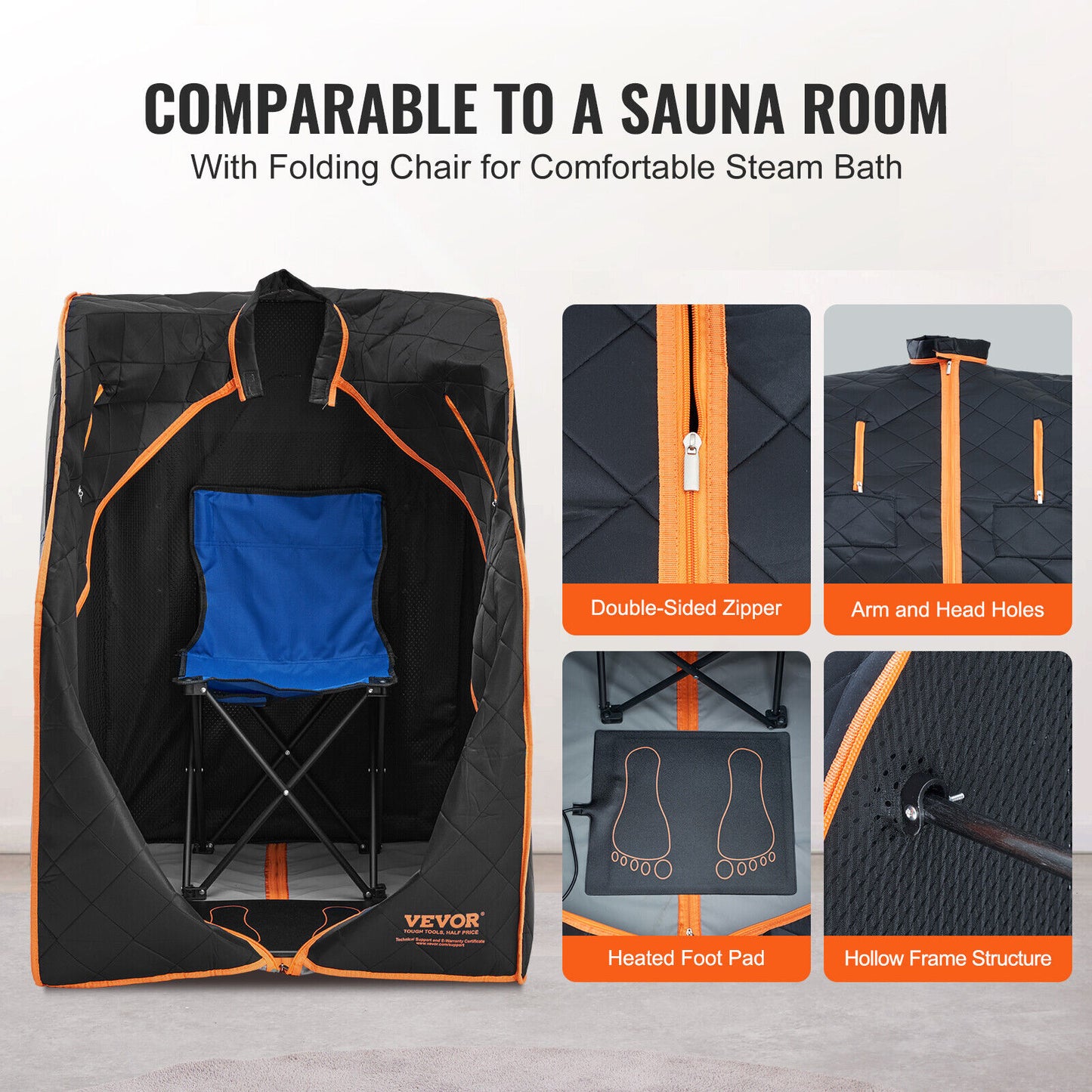 VEVOR Far Infrared Sauna Tent 1050W Personal Home Spa Loss Weight Detox Therapy