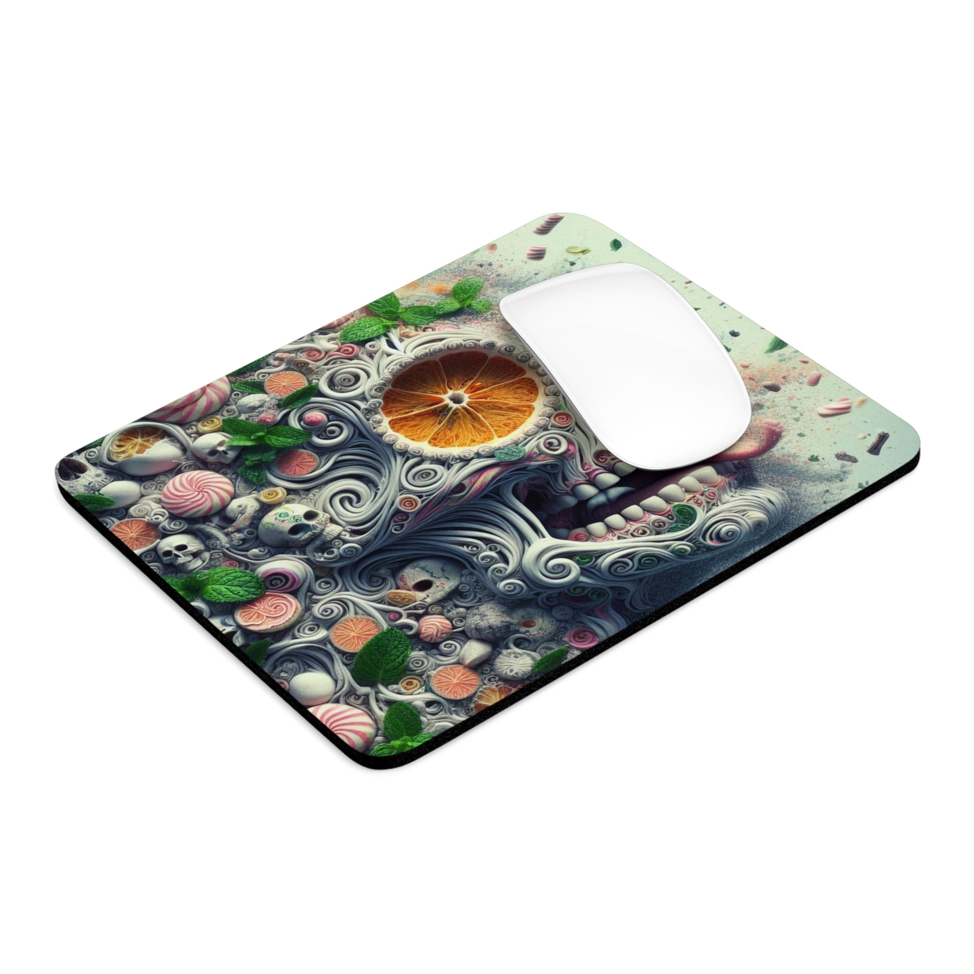 Surreal Vibrant Skull-Themed Mouse Pad | Colorful Desk Accessory, Gift for Gamers, Unique Office Decor, Halloween Decor, Creative Workspace