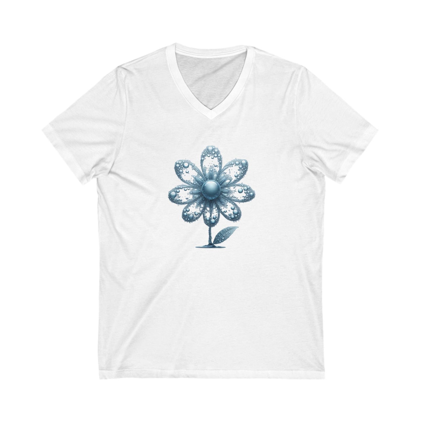 V-Neck Tee - Water Flower Design