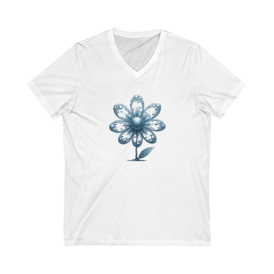 V-Neck Tee - Water Flower Design