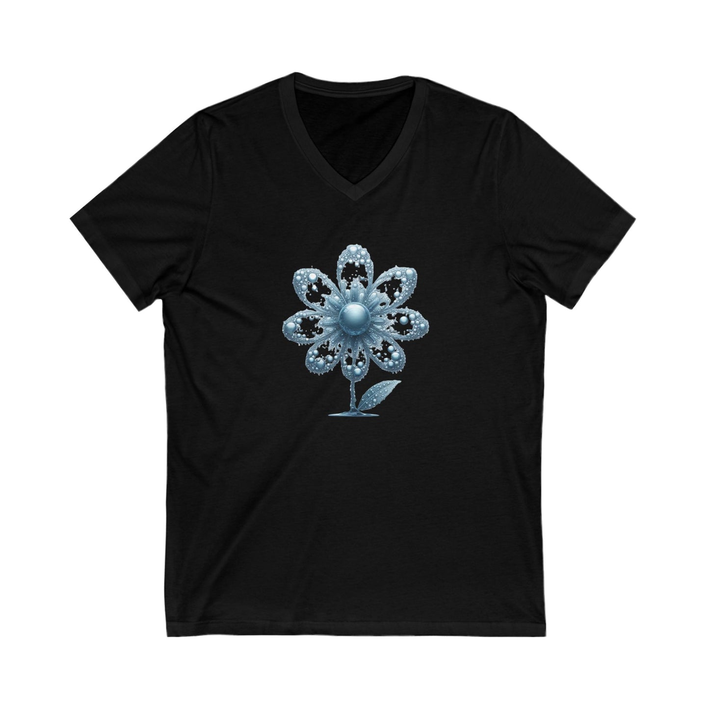 V-Neck Tee - Water Flower Design