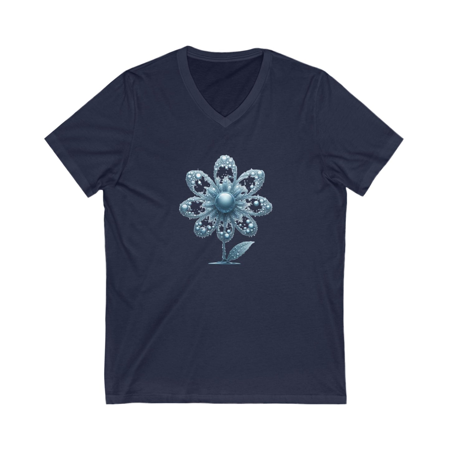 V-Neck Tee - Water Flower Design