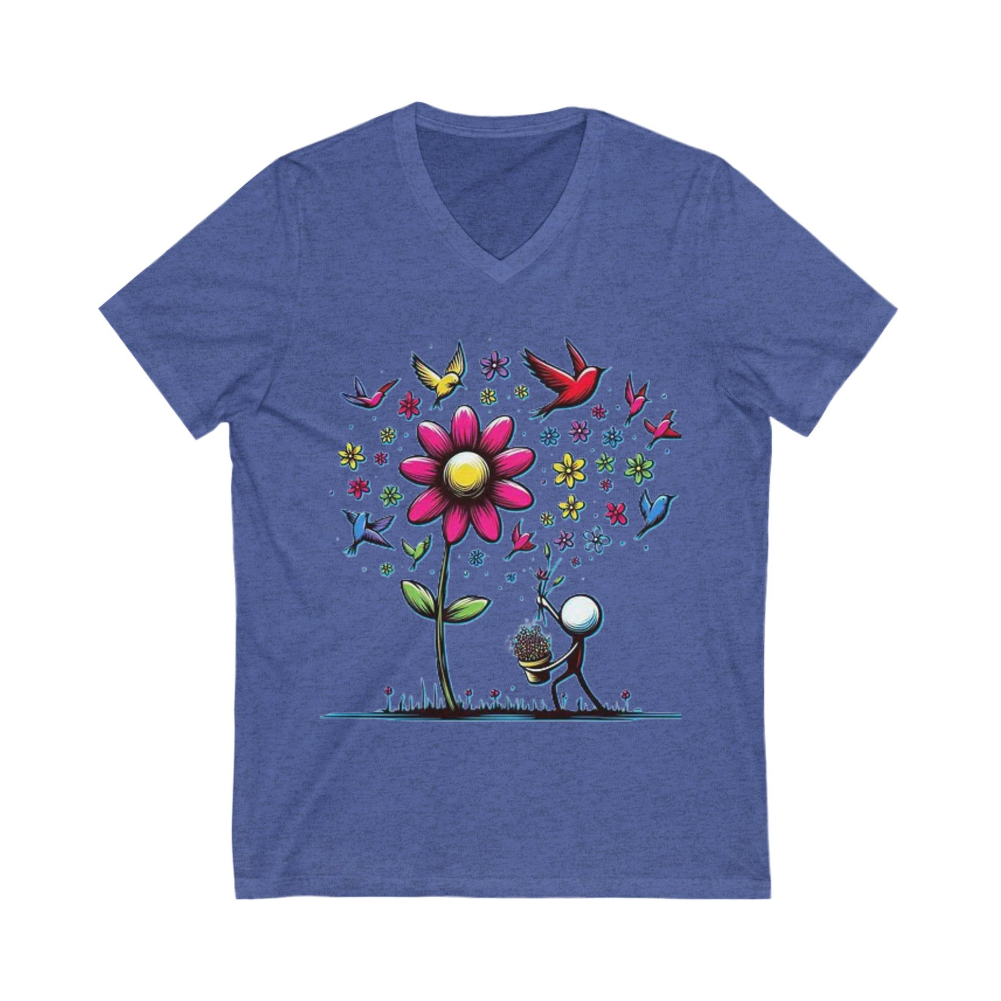 V-Neck Tee Picking Flowers Shirt