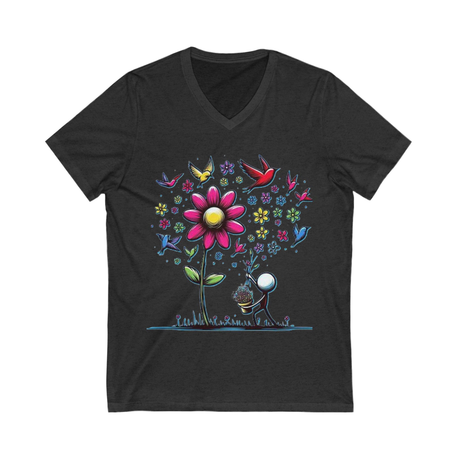 V-Neck Tee Picking Flowers Shirt
