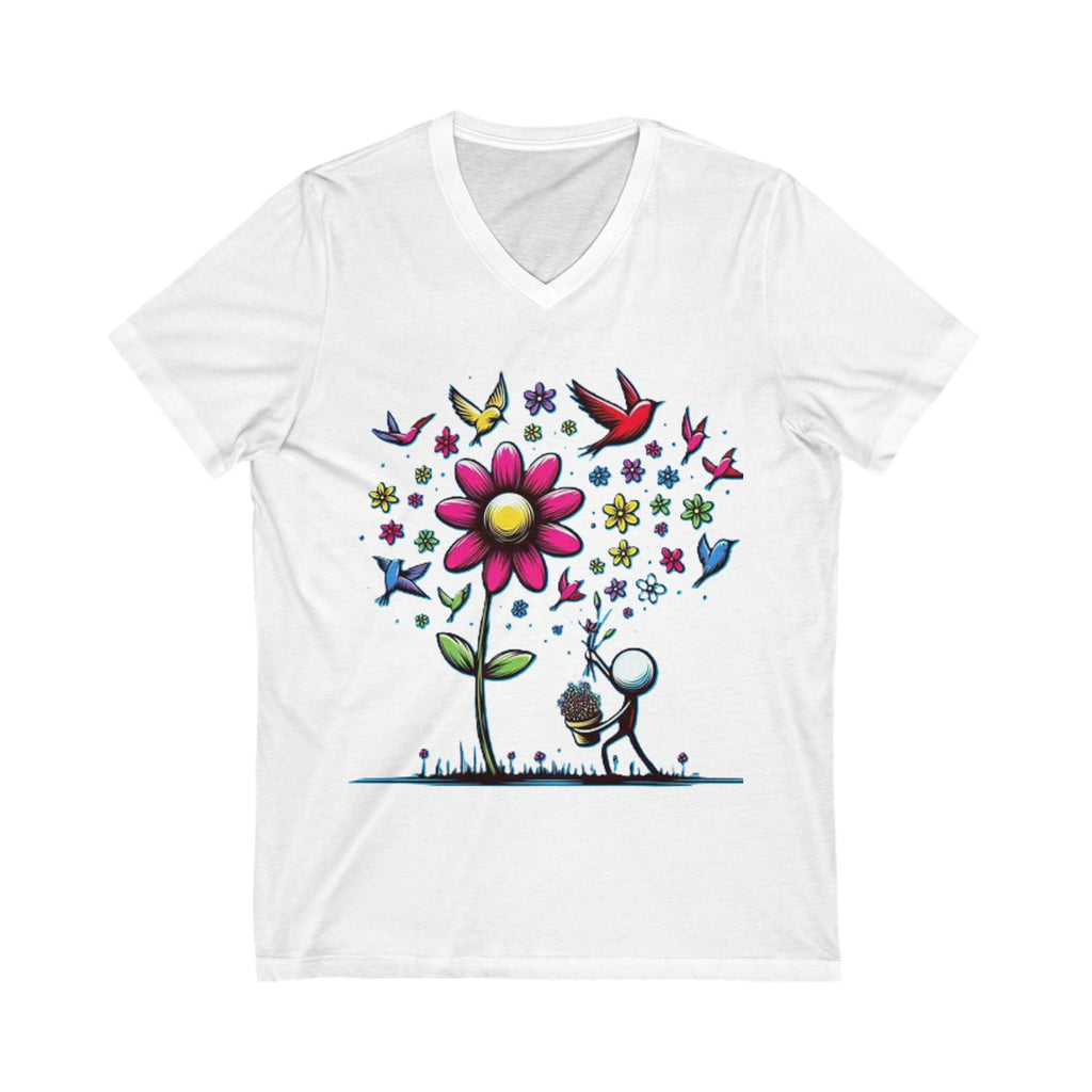 V-Neck Tee Picking Flowers Shirt
