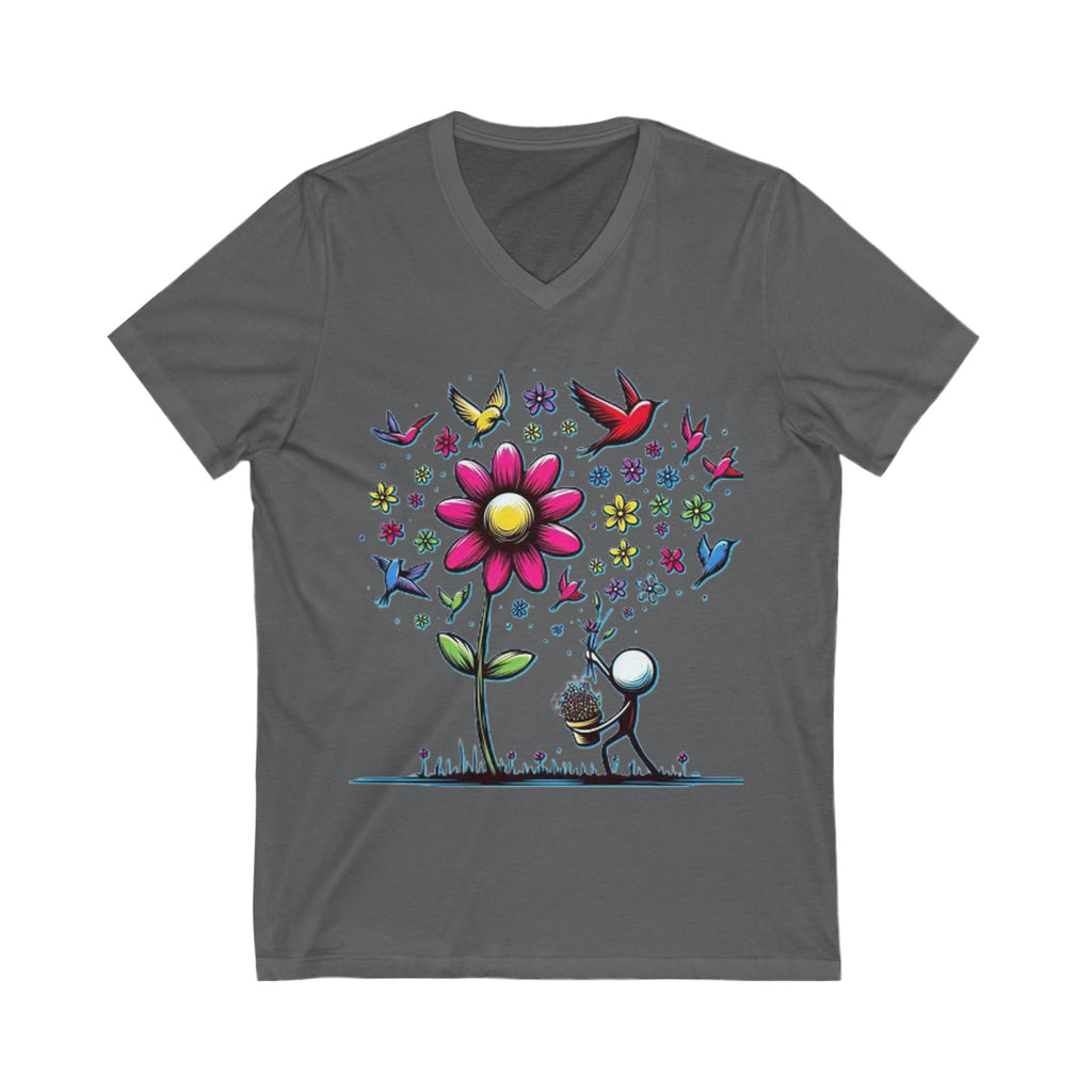 V-Neck Tee Picking Flowers Shirt