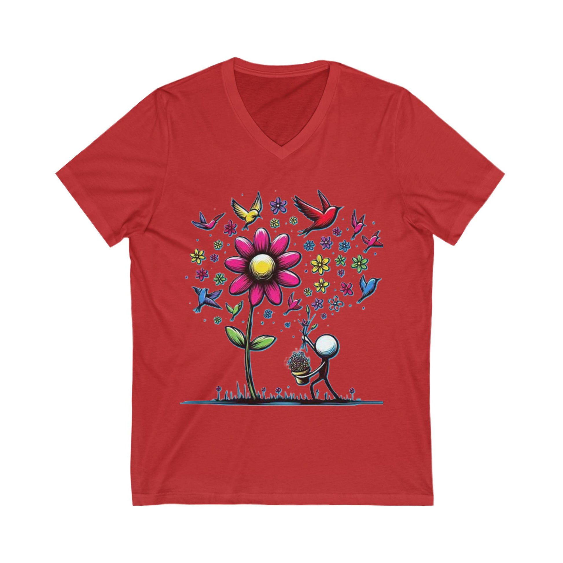 V-Neck Tee Picking Flowers Shirt