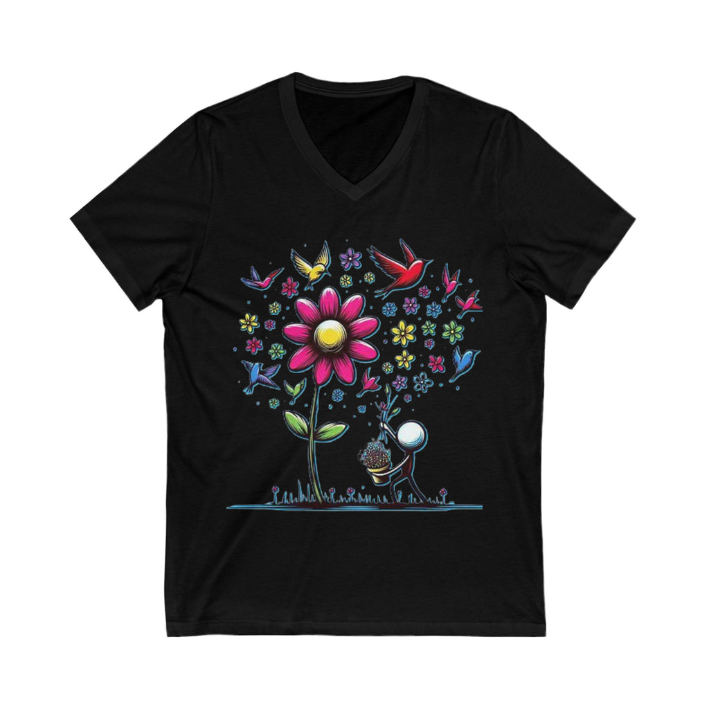 V-Neck Tee Picking Flowers Shirt