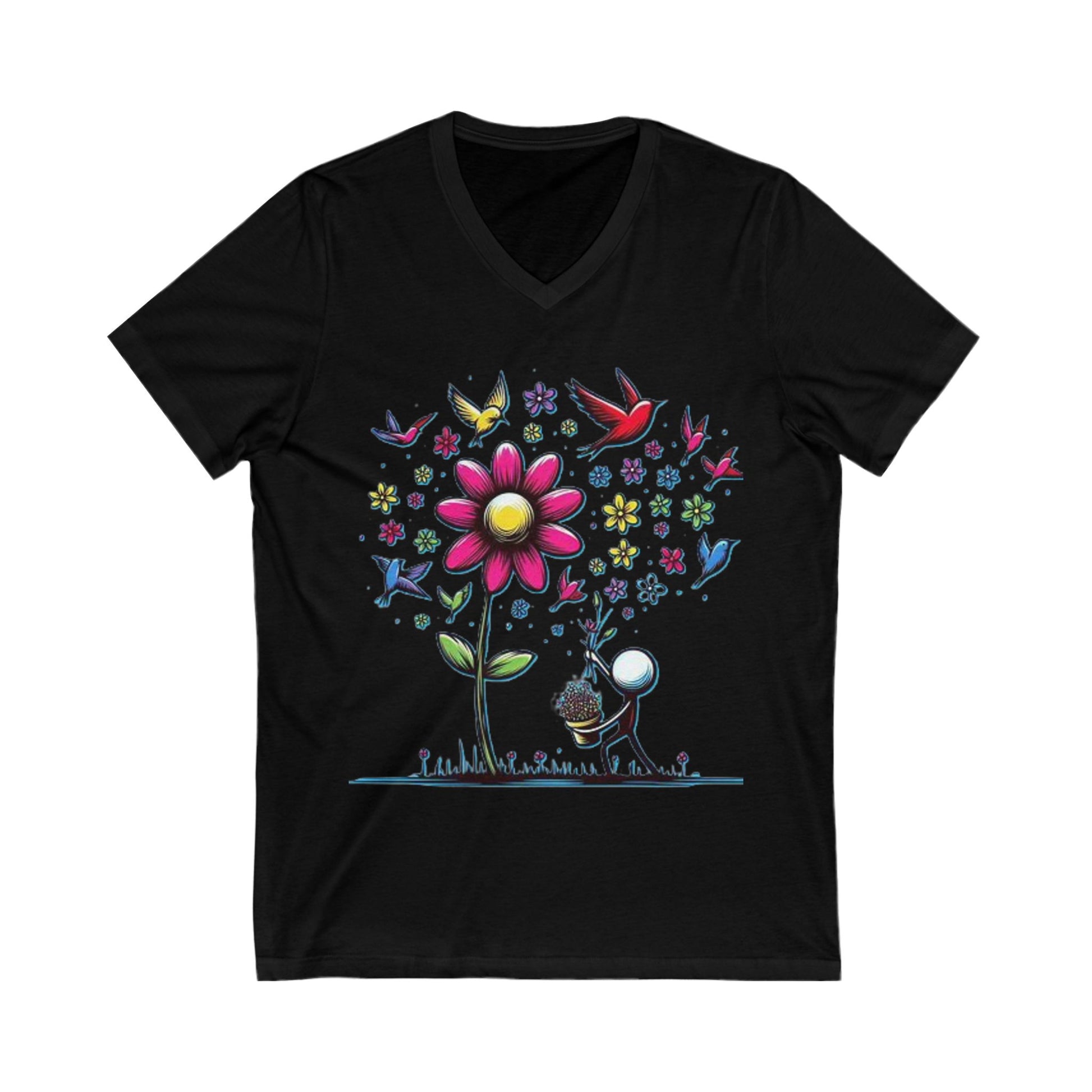 V-Neck Tee Picking Flowers Shirt