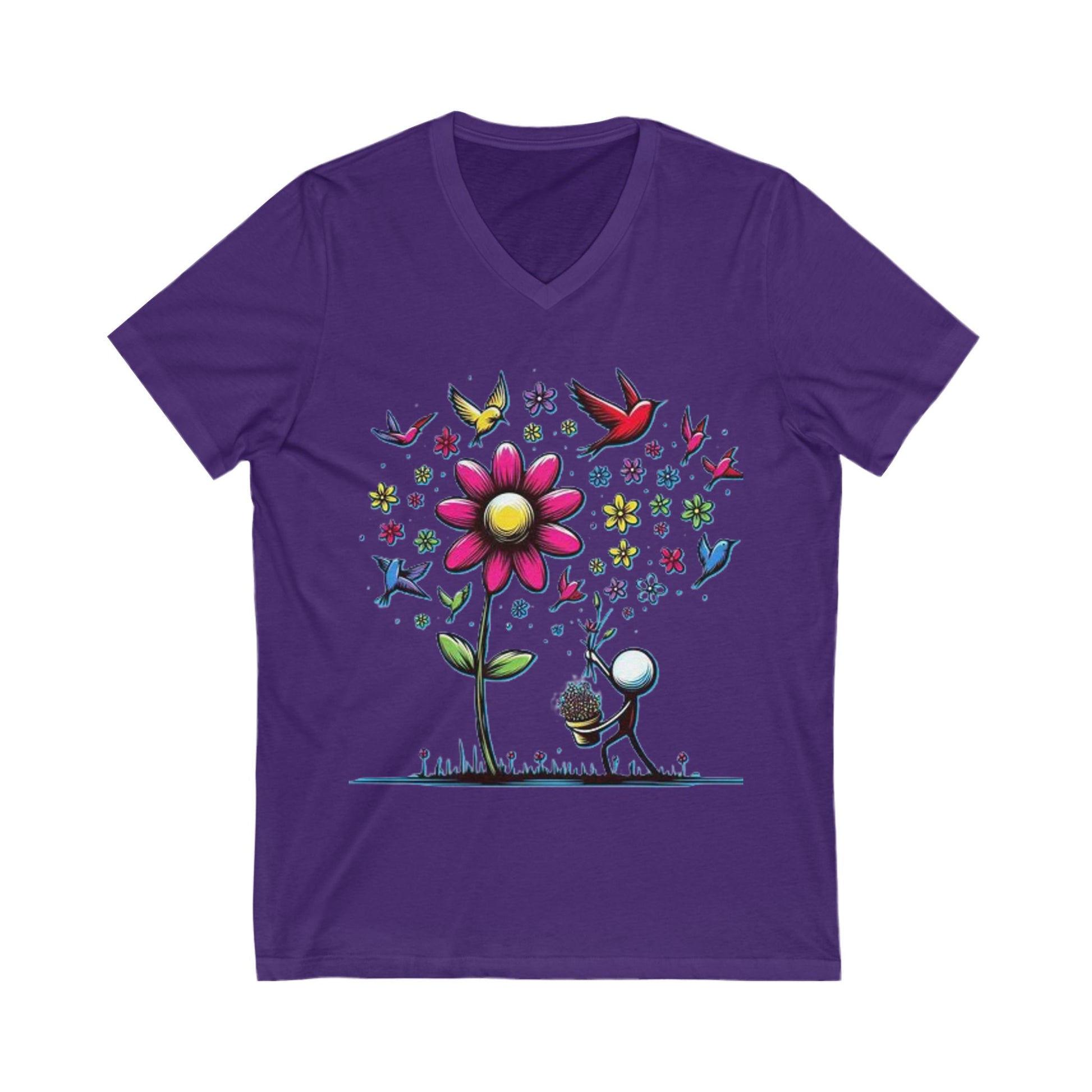 V-Neck Tee Picking Flowers Shirt