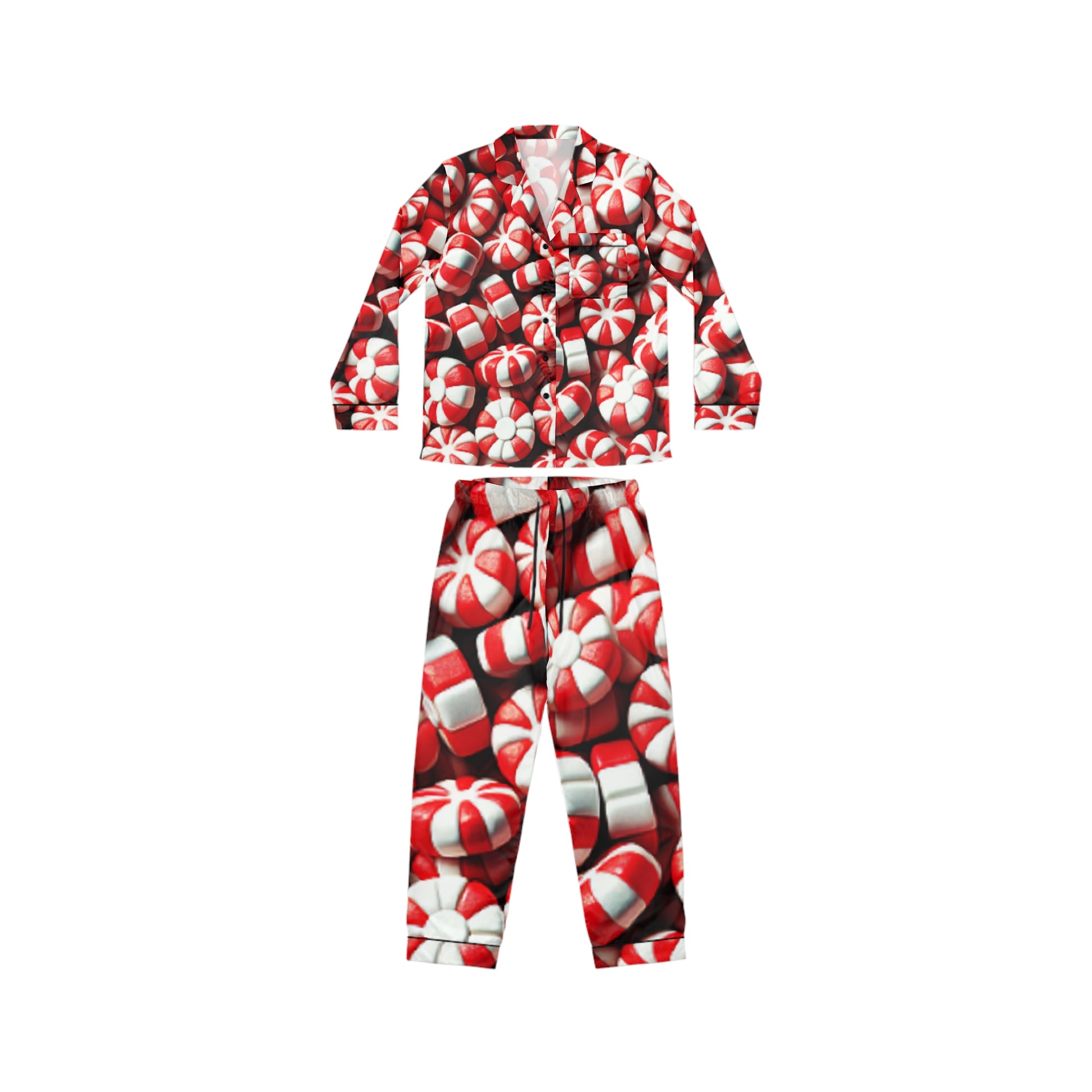 Satin Pajamas - Peppermint Print Women's Sleepwear Set - The Peppermint Tin