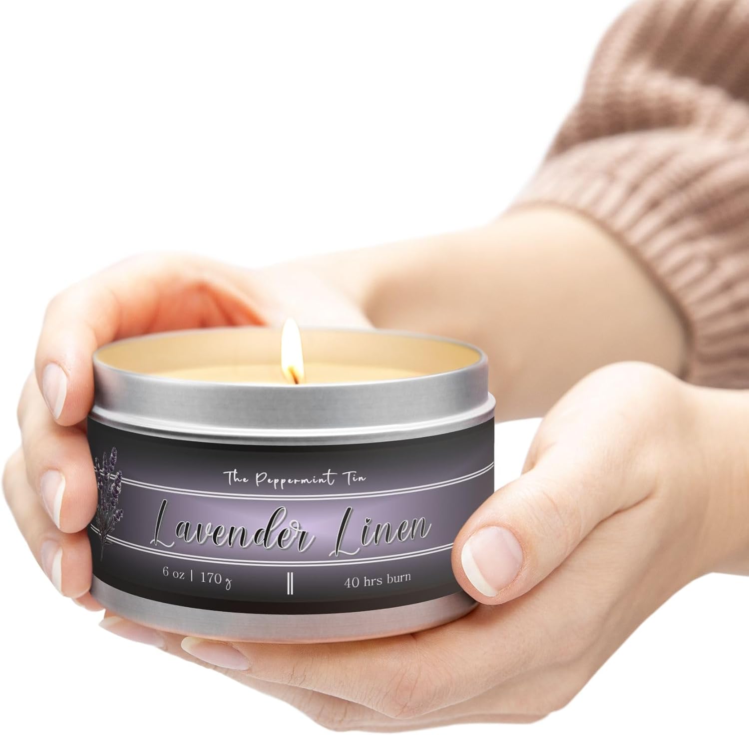 Lavender Linen Hand Poured Coconut Wax Essential Oil Candle Tin | 8 oz