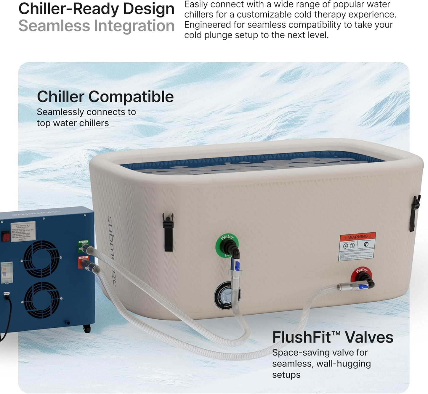 Cold Plunge Tub (100 Gallon) for Ice Bath Chiller Durable Portable Inflatable Extra Large