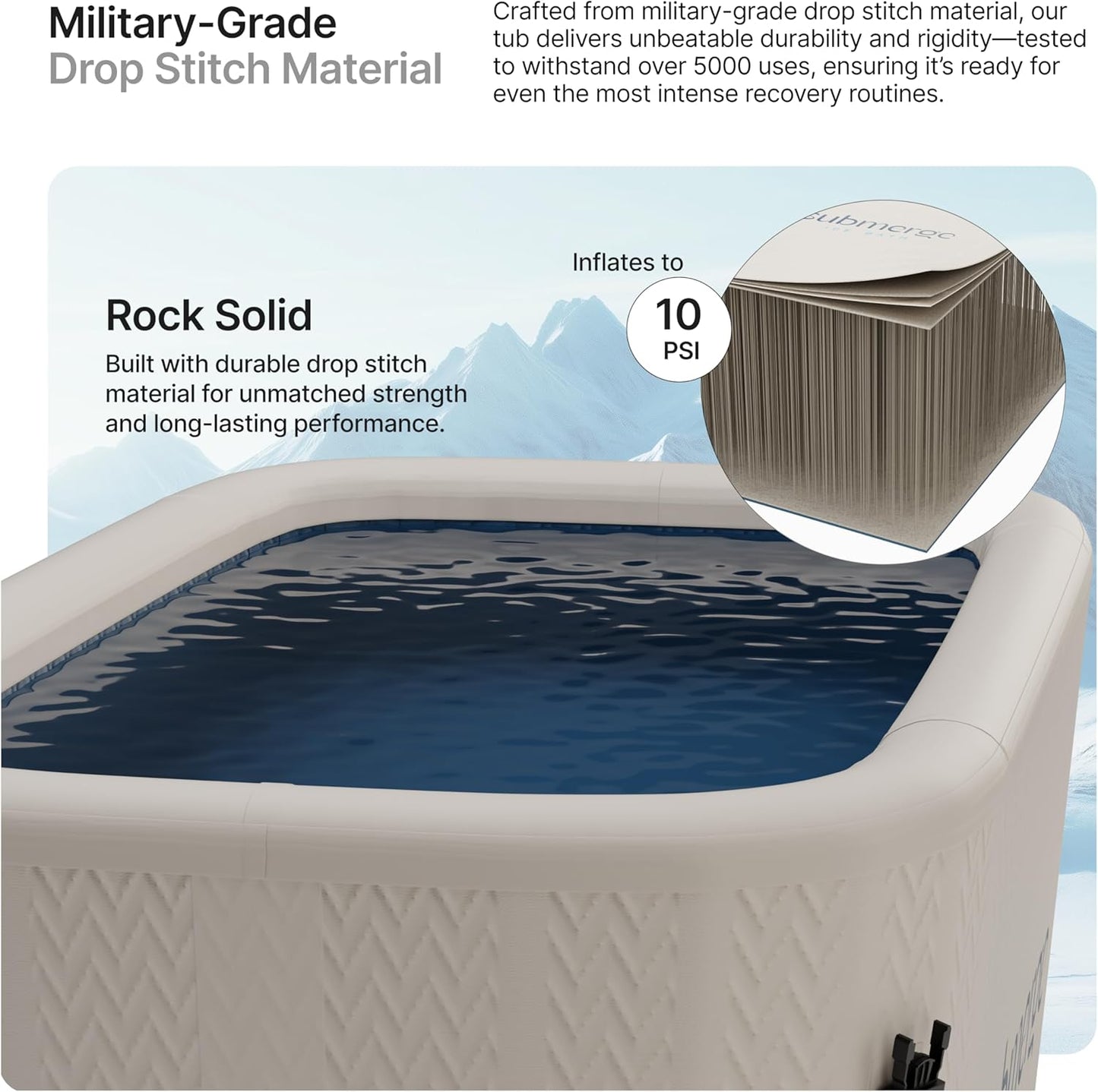 Cold Plunge Tub (100 Gallon) for Ice Bath Chiller Durable Portable Inflatable Extra Large