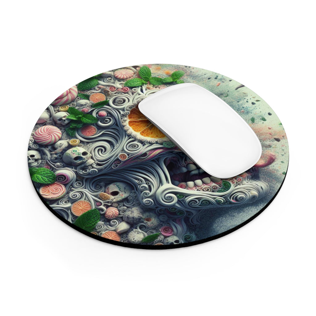 Surreal Vibrant Skull-Themed Mouse Pad | Colorful Desk Accessory, Gift for Gamers, Unique Office Decor, Halloween Decor, Creative Workspace