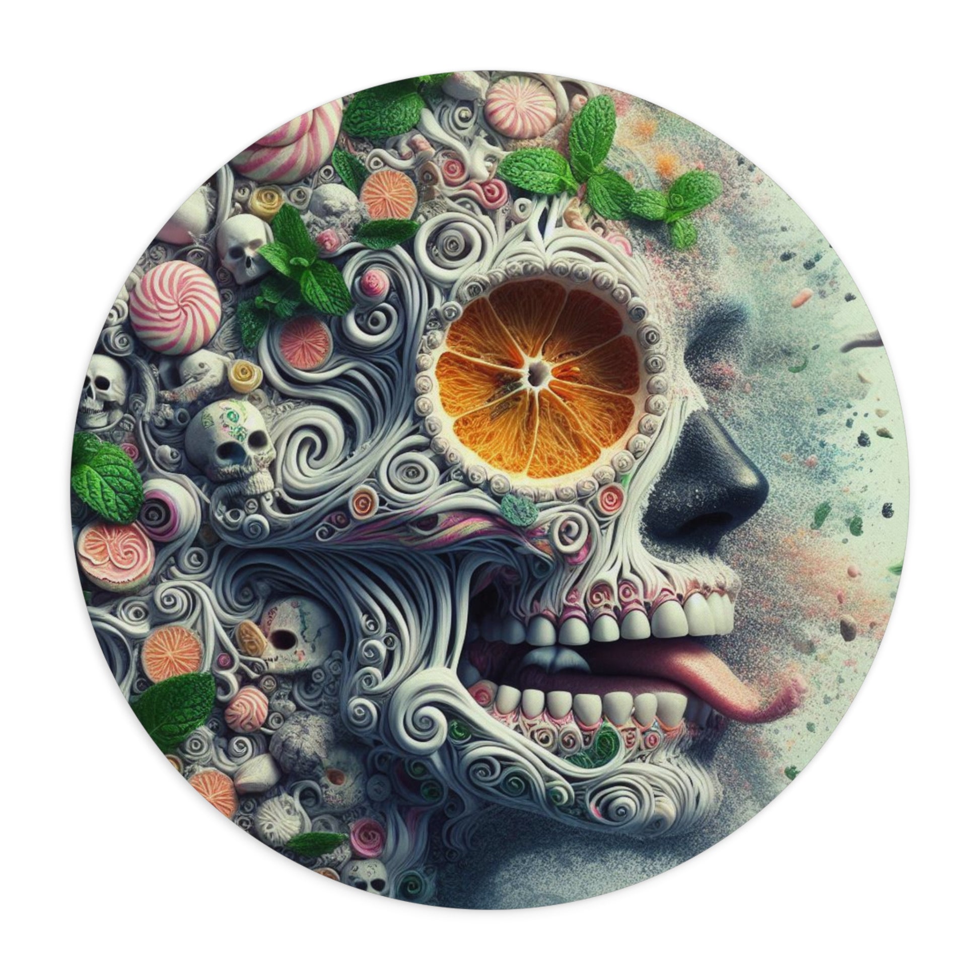 Surreal Vibrant Skull-Themed Mouse Pad | Colorful Desk Accessory, Gift for Gamers, Unique Office Decor, Halloween Decor, Creative Workspace