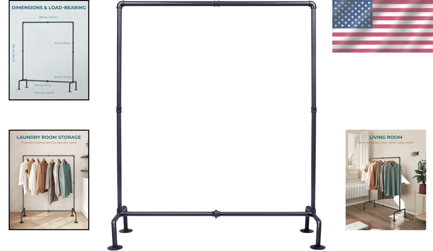 Industrial Pipe Clothing Rack - Fashionable Garment Display for Home & Retail
