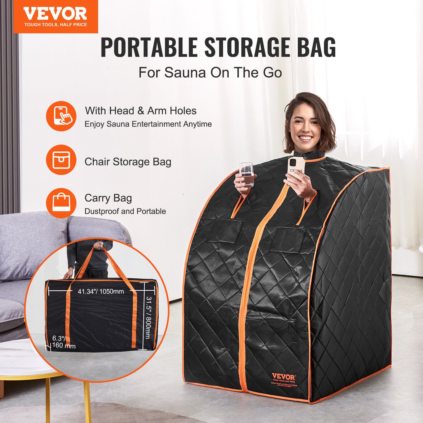 VEVOR Far Infrared Sauna Tent 1050W Personal Home Spa Loss Weight Detox Therapy