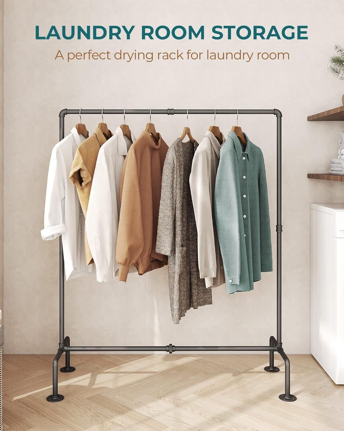 Industrial Pipe Clothing Rack - Fashionable Garment Display for Home & Retail