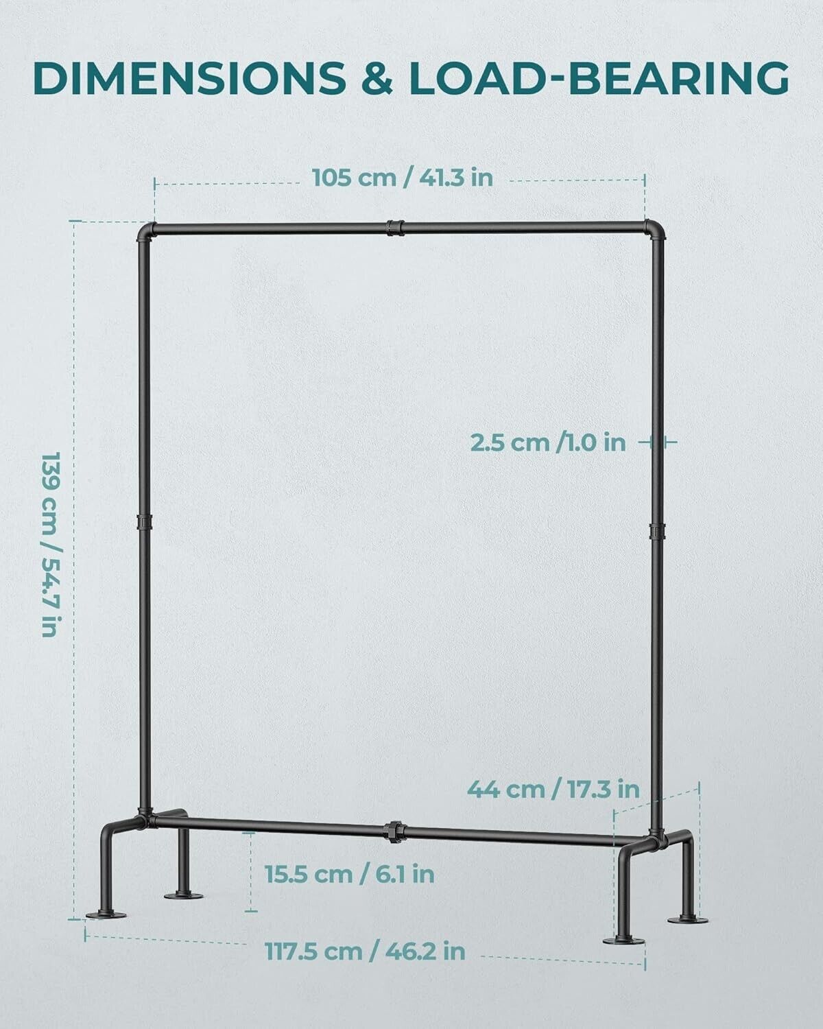 Industrial Pipe Clothing Rack - Fashionable Garment Display for Home & Retail