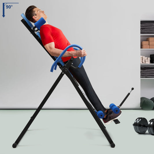 Gravity Inversion Table Foldable Stretcher Inverter Machine Gym Fitness 330LBS