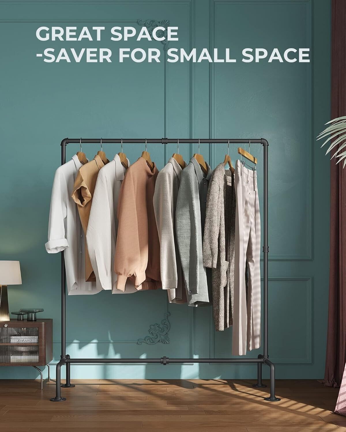 Industrial Pipe Clothing Rack - Fashionable Garment Display for Home & Retail